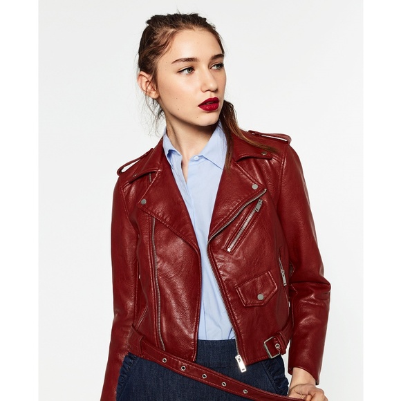 Zara Jackets & Blazers - ZARA BASIC Faux Leather Crop Moto Zip Jacket